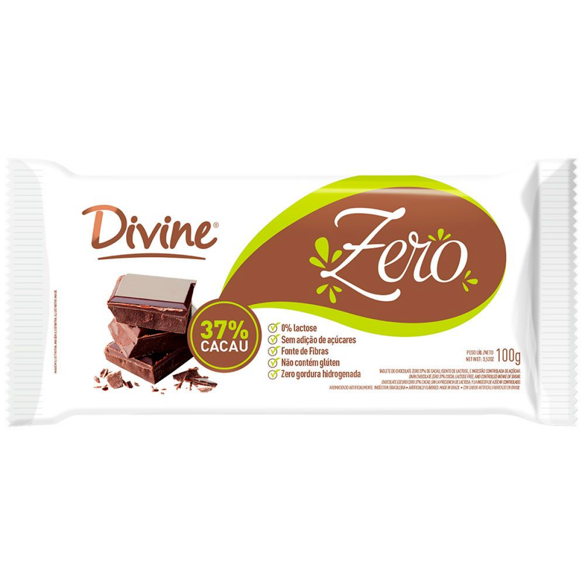 Chocolate Divine Zero 37% Cacau 100g